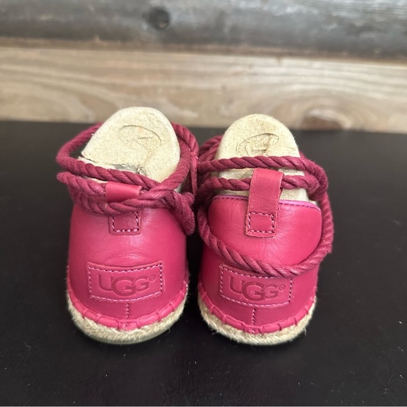 UGG Women’s Libbi Serape Striped Canvas Espadrilles Pink Fuschia Ankle Tie 7 - Picture 10 of 10